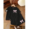 image:imageRoseSeek Girls 2 Piece Outfits Cherry Bow Graphic Tee Shirt and Shorts Set Cute Summer OutfitsMulticolor