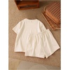 image:imageRoseSeek Girls 2 Piece Outfits Cherry Bow Graphic Tee Shirt and Shorts Set Cute Summer OutfitsMulticolor Beige