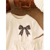image:imageRoseSeek Girls 2 Piece Outfits Cherry Bow Graphic Tee Shirt and Shorts Set Cute Summer OutfitsMulticolor Beige