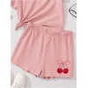 image:imageRoseSeek Girls 2 Piece Outfits Cherry Bow Graphic Tee Shirt and Shorts Set Cute Summer OutfitsPink