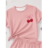 image:imageRoseSeek Girls 2 Piece Outfits Cherry Bow Graphic Tee Shirt and Shorts Set Cute Summer OutfitsPink