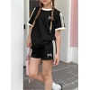image:imageRoseSeek Girls 2 Piece Outfits Cherry Bow Graphic Tee Shirt and Shorts Set Cute Summer OutfitsStriped Black