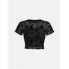 image:imageRoseSeek Girls 2 Piece Outfits Star Graphic Y2K Sheer Mesh Shirts and Spaghetti Strap Camisole TopsBlack Star