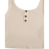 image:imageRoseSeek Girls 2 Piece Outfits Waffle Knit Scoop Neck Button Down Crop Tank Tops Paperbag Waist Track ShortsBeige