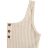 image:imageRoseSeek Girls 2 Piece Outfits Waffle Knit Scoop Neck Button Down Crop Tank Tops Paperbag Waist Track ShortsBeige