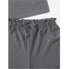 image:imageRoseSeek Girls 2 Piece Outfits Waffle Knit Scoop Neck Button Down Crop Tank Tops Paperbag Waist Track ShortsDark Grey