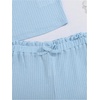 image:imageRoseSeek Girls 2 Piece Outfits Waffle Knit Scoop Neck Button Down Crop Tank Tops Paperbag Waist Track ShortsLight Blue