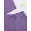 image:imageRoseSeek Girls 2 Piece Outfits Waffle Knit Scoop Neck Button Down Crop Tank Tops Paperbag Waist Track ShortsPurple