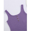 image:imageRoseSeek Girls 2 Piece Outfits Waffle Knit Scoop Neck Button Down Crop Tank Tops Paperbag Waist Track ShortsPurple