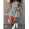 image:imageRoseSeek Girls 2 Piece Striped Vacation Outfits Bow Tie Front Tank Tops and Bubble Skirts Y2K ClothesBlack and White