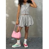image:imageRoseSeek Girls 2 Piece Striped Vacation Outfits Bow Tie Front Tank Tops and Bubble Skirts Y2K ClothesBlack and White