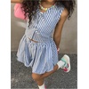 image:imageRoseSeek Girls 2 Piece Striped Vacation Outfits Bow Tie Front Tank Tops and Bubble Skirts Y2K ClothesBlue and White
