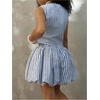 image:imageRoseSeek Girls 2 Piece Striped Vacation Outfits Bow Tie Front Tank Tops and Bubble Skirts Y2K ClothesBlue and White