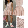 image:imageRoseSeek Girls 2 Piece Striped Vacation Outfits Bow Tie Front Tank Tops and Bubble Skirts Y2K ClothesKhaki