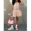 image:imageRoseSeek Girls 2 Piece Striped Vacation Outfits Bow Tie Front Tank Tops and Bubble Skirts Y2K ClothesKhaki