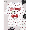 image:imageRoseSeek Girls 2 Piece Summer Outfits Cherry Graphic Tees and Biker Shorts Cute Clothing SetWhite
