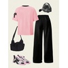 image:imageRoseSeek Girls 2 Piece Summer Outfits Number Graphic Short Sleeve Jersey Shirt and Cargo Pants Sets TrendyBlack and Pink