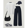 image:imageRoseSeek Girls 2 Piece Summer Outfits Number Graphic Short Sleeve Jersey Shirt and Cargo Pants Sets TrendyLetter Black and White