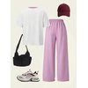 image:imageRoseSeek Girls 2 Piece Summer Outfits Number Graphic Short Sleeve Jersey Shirt and Cargo Pants Sets TrendyMauve Purple