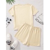 image:imageRoseSeek Girls 2 Piece Summer Outfits Short Sleeve Camo T Shirt and Mini Shorts Clothing Set TracksuitBeige