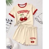image:imageRoseSeek Girls 2 Piece Summer Outfits Short Sleeve Camo T Shirt and Mini Shorts Clothing Set TracksuitBeige and Red