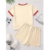 image:imageRoseSeek Girls 2 Piece Summer Outfits Short Sleeve Camo T Shirt and Mini Shorts Clothing Set TracksuitBeige and Red