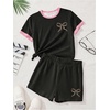 image:imageRoseSeek Girls 2 Piece Summer Outfits Short Sleeve Camo T Shirt and Mini Shorts Clothing Set TracksuitBlack