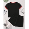 image:imageRoseSeek Girls 2 Piece Summer Outfits Short Sleeve Camo T Shirt and Mini Shorts Clothing Set TracksuitBlack and Red