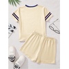 image:imageRoseSeek Girls 2 Piece Summer Outfits Short Sleeve Camo T Shirt and Mini Shorts Clothing Set TracksuitBlue and Beige