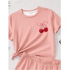 image:imageRoseSeek Girls 2 Piece Summer Outfits Short Sleeve Camo T Shirt and Mini Shorts Clothing Set TracksuitCherry Pink