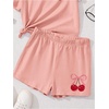 image:imageRoseSeek Girls 2 Piece Summer Outfits Short Sleeve Camo T Shirt and Mini Shorts Clothing Set TracksuitCherry Pink