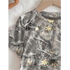 image:imageRoseSeek Girls 2 Piece Summer Outfits Short Sleeve Camo T Shirt and Mini Shorts Clothing Set TracksuitGreen