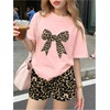 image:imageRoseSeek Girls 2 Piece Summer Outfits Short Sleeve Camo T Shirt and Mini Shorts Clothing Set TracksuitPink