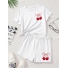 image:imageRoseSeek Girls 2 Piece Summer Outfits Short Sleeve Camo T Shirt and Mini Shorts Clothing Set TracksuitWhite