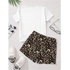 image:imageRoseSeek Girls 2 Piece Summer Outfits Short Sleeve Camo T Shirt and Mini Shorts Clothing Set TracksuitWhite and Cheetah