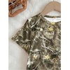 image:imageRoseSeek Girls 2 Piece Summer Outfits Short Sleeve Camo T Shirt and Mini Shorts Clothing Set TracksuitYellow Camo