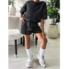 image:imageRoseSeek Girls 2 Piece Summer Outfits Short Sleeve Crop Top and Mini Shorts Casual Matching SetDark Grey