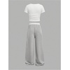 image:imageRoseSeek Girls 2 Piece Summer Outfits Short Sleeve Ruched Basic Tess and Camo Cargo Pants Sets TrendyGrey