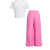 image:imageRoseSeek Girls 2 Piece Summer Outfits Short Sleeve Ruched Basic Tess and Camo Cargo Pants Sets TrendyMulticolor Pink