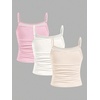 image:imageRoseSeek Girls 3 Packs Cheetah Leopard Floral Tank Top Spaghetti Strap Fitted Summer Cute Camisole TopsBeige Pink White