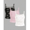 image:imageRoseSeek Girls 3 Packs Cheetah Leopard Floral Tank Top Spaghetti Strap Fitted Summer Cute Camisole TopsBowknot Multicolor