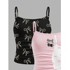 image:imageRoseSeek Girls 3 Packs Cheetah Leopard Floral Tank Top Spaghetti Strap Fitted Summer Cute Camisole TopsBowknot Multicolor