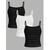 image:imageRoseSeek Girls 3 Packs Cheetah Leopard Floral Tank Top Spaghetti Strap Fitted Summer Cute Camisole TopsFloral Black and White