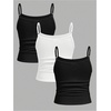 image:imageRoseSeek Girls 3 Packs Cheetah Leopard Floral Tank Top Spaghetti Strap Fitted Summer Cute Camisole TopsFloral Black and White