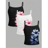 image:imageRoseSeek Girls 3 Packs Cheetah Leopard Floral Tank Top Spaghetti Strap Fitted Summer Cute Camisole TopsFloral Black and White