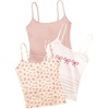 image:imageRoseSeek Girls 3 Packs Cheetah Leopard Floral Tank Top Spaghetti Strap Fitted Summer Cute Camisole TopsFloral Bowknot Pink