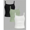 image:imageRoseSeek Girls 3 Packs Cheetah Leopard Floral Tank Top Spaghetti Strap Fitted Summer Cute Camisole TopsGreen White Black