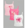 image:imageRoseSeek Girls 3 Packs Cheetah Leopard Floral Tank Top Spaghetti Strap Fitted Summer Cute Camisole TopsHot Pink White