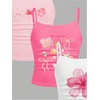 image:imageRoseSeek Girls 3 Packs Cheetah Leopard Floral Tank Top Spaghetti Strap Fitted Summer Cute Camisole TopsHot Pink White