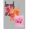 image:imageRoseSeek Girls 3 Packs Cheetah Leopard Floral Tank Top Spaghetti Strap Fitted Summer Cute Camisole TopsMulticolor